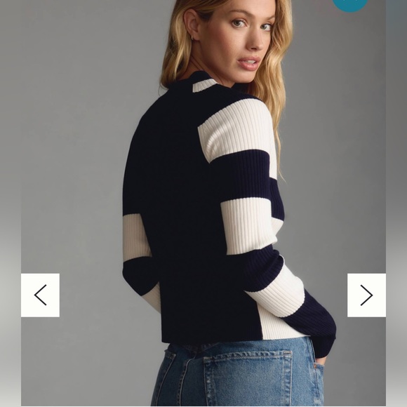 Maeve Striped Slim Rib Cardigan Sweater - Picture 2 of 4